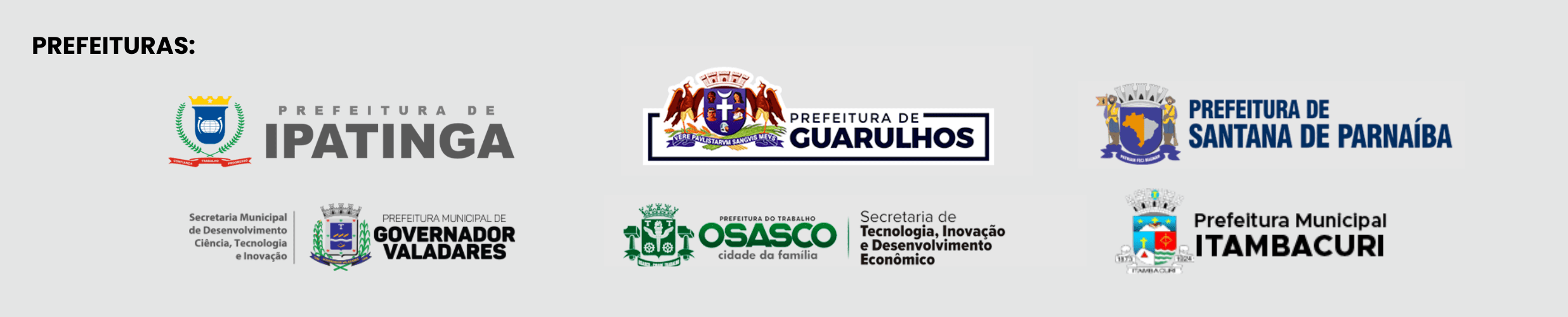 Prefeituras que apoiam o NASA 2023 - Hackathon Brasil